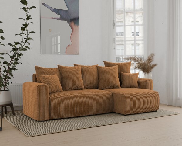 Rohová sedačka Denia (P) (hořčičná). Akce -20%