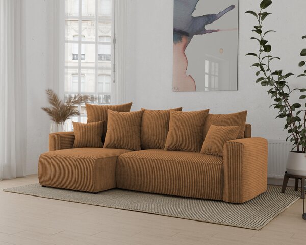 Rohová sedačka Denia (L) (hořčicová). Akce -20%