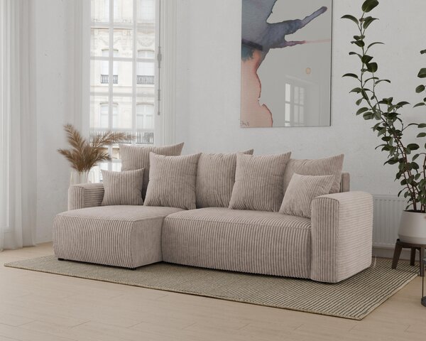 Rohová sedačka Denia (L) (světlohnědá). Akce -20%