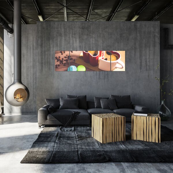 Obraz kávy a makronek (170x50 cm)