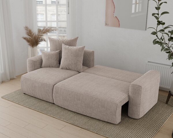 Rohová sedačka Denia (L) (světlohnědá). Akce -20%