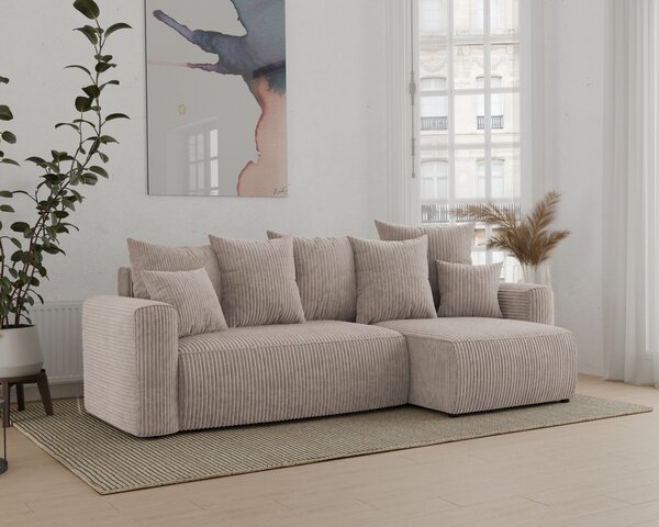 Rohová sedačka Denia (P) (světlohnědá). Akce -20%