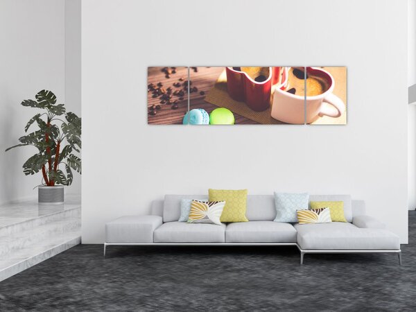 Obraz kávy a makronek (170x50 cm)