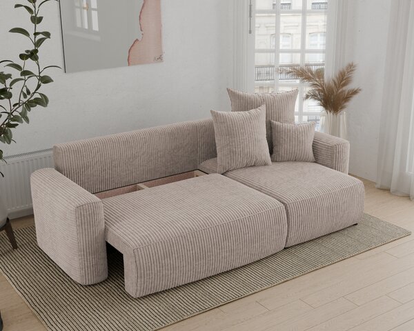 Rohová sedačka Denia (P) (světlohnědá). Akce -20%