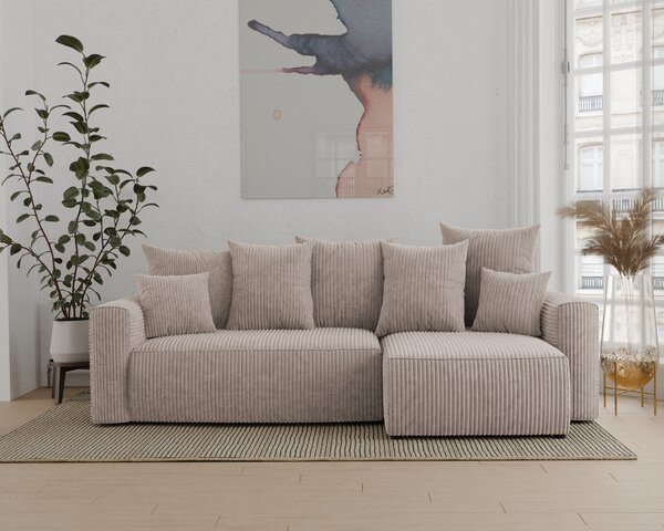Rohová sedačka Denia (P) (světlohnědá). Akce -20%