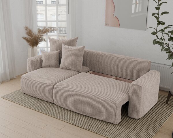 Rohová sedačka Denia (L) (světlohnědá). Akce -20%