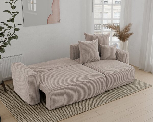 Rohová sedačka Denia (P) (světlohnědá). Akce -20%