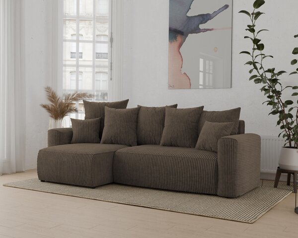 Rohová sedačka Denia (L) (tmavě hnědá). Akce -20%