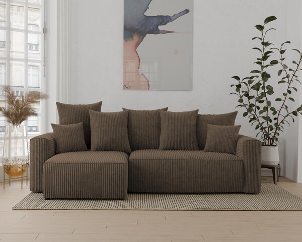 Rohová sedačka Denia (L) (tmavě hnědá). Akce -20%