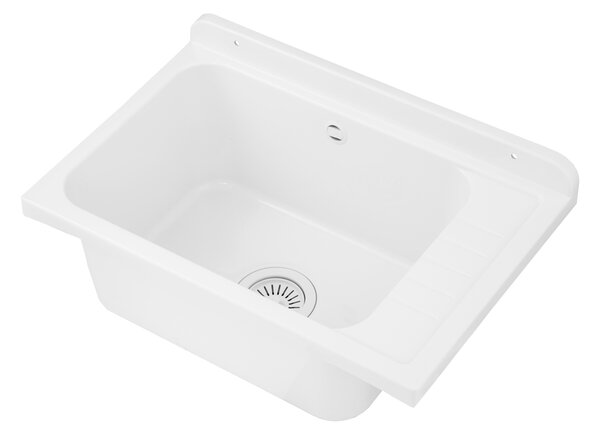 Gamma Selva, univerzální plastová výlevka 58x38x26,7 cm + sifon, 1-komorová, bílá, GMA-KGS58-WH