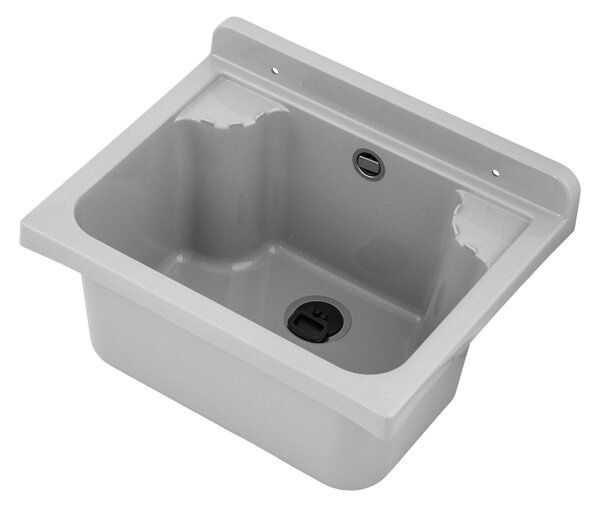 Gamma Manta mini, univerzální plastová výlevka 42,4x34,3x24,2 cm + sifon, 1-komorová, šedá, GMA-KGM42-G