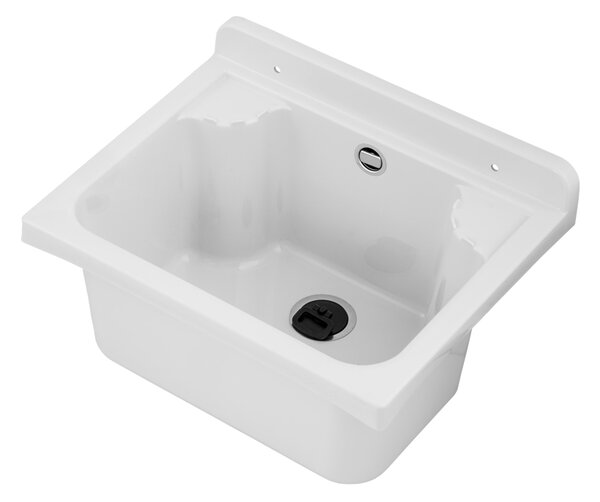Gamma Manta mini, univerzální plastová výlevka 42,4x34,3x24,2 cm + sifon, 1-komorová, bílá, GMA-KGM42-WH