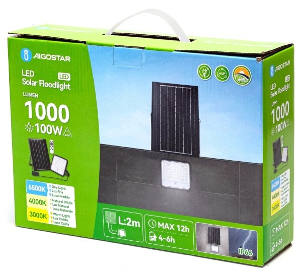 Aigostar - LED Stmívatelný solární reflektor LED/100W/3,4V IP66 + DO