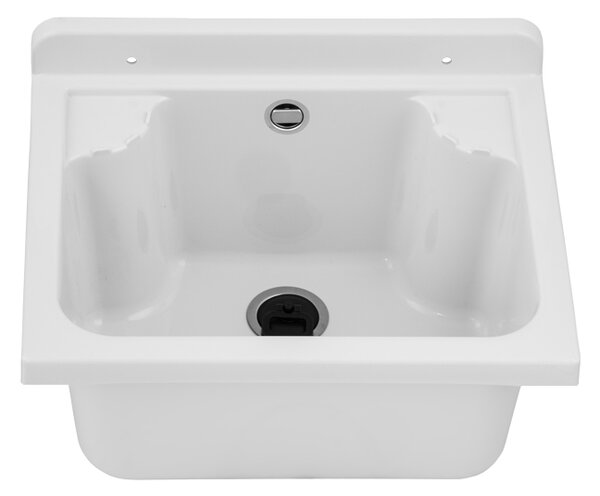 Gamma Manta mini, univerzální plastová výlevka 42,4x34,3x24,2 cm + sifon, 1-komorová, bílá, GMA-KGM42-WH