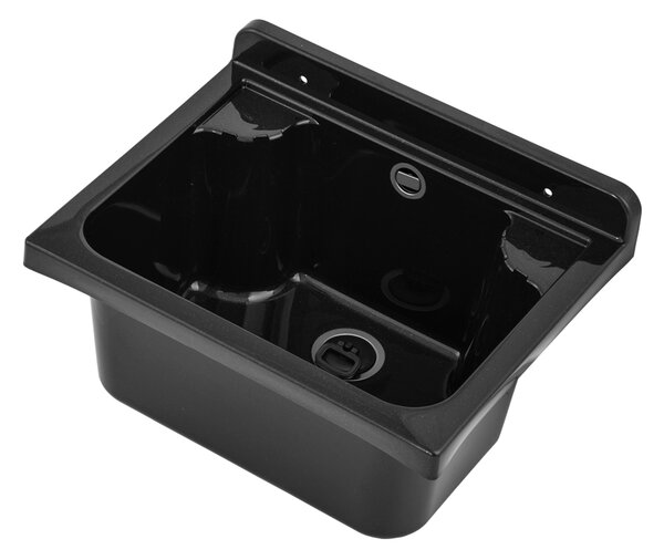 Gamma Manta mini, univerzální plastová výlevka 42,4x34,3x24,2 cm + sifon, 1-komorová, černá, GMA-KGM42-BK