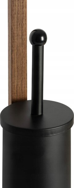 Erga Aurora Black, toaletní WC kartáč s dřevěným držákem na WC papír na postavení 19x19x72,5 cm, hnědá-černá, ERG-SEP-1004SEPSTLUNA