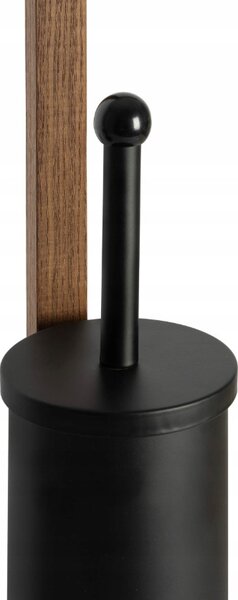 Erga Aurora Small Black, toaletní WC kartáč s dřevěným držákem na WC papír na postavení 19x19x56 cm, hnědá-černá, ERG-SEP-1340STLAZSBLA