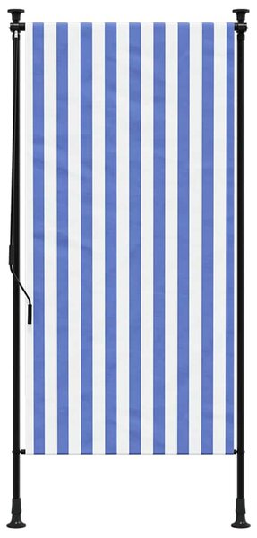 Venkovní roleta modrá a bílá 100 x 270 cm textil a ocel