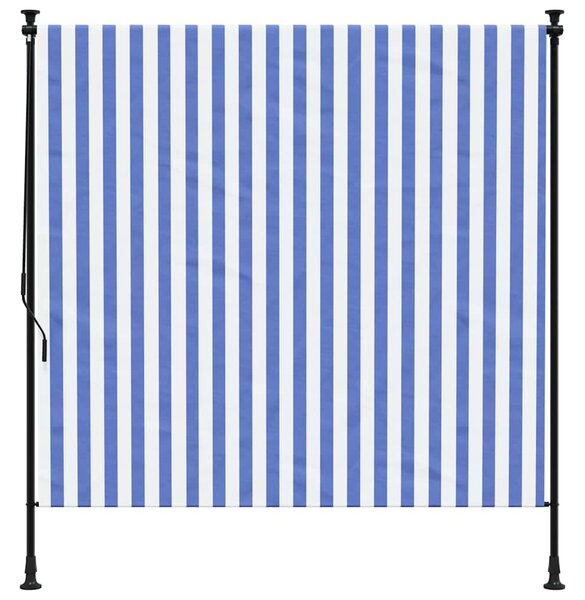 Venkovní roleta modrá a bílá 150 x 270 cm textil a ocel