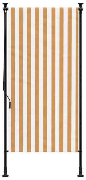 Venkovní roleta oranžová a bílá 100 x 270 cm textil a ocel