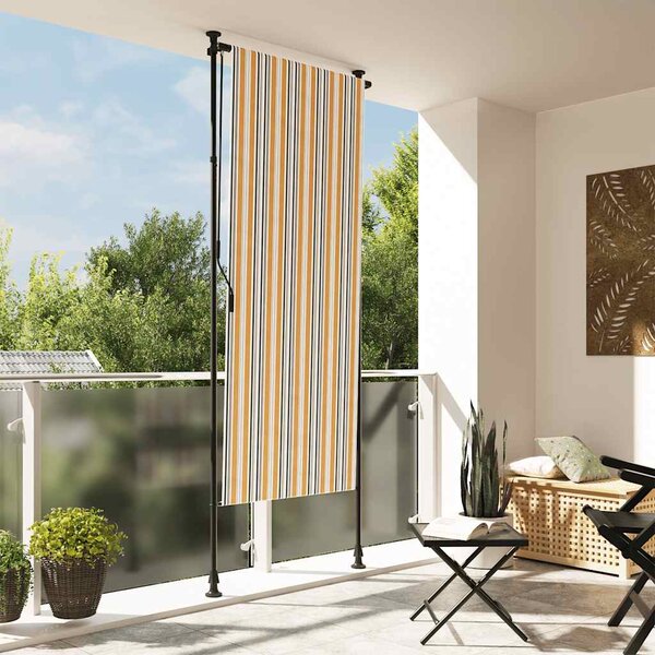 Venkovní roleta žlutá a bílá 100 x 270 cm textil a ocel