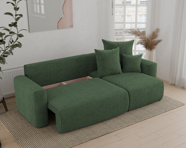 Rohová sedačka Denia (P) (tmavě zelená). Akce -20%