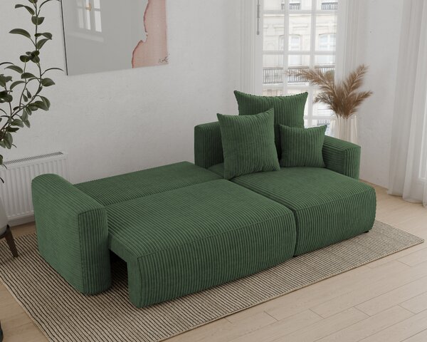 Rohová sedačka Denia (P) (tmavě zelená). Akce -20%
