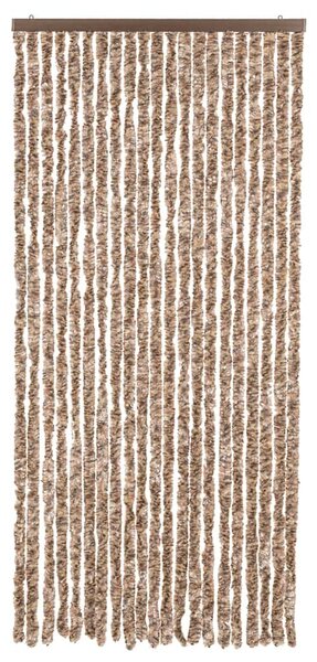 Závěs proti hmyzu béžový a tmavě hnědý 90 x 220 cm žinylka