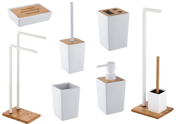 BISK Erga Pure, toaletní WC kartáč na postavení, bílý matně-hnědý, ERG-08125