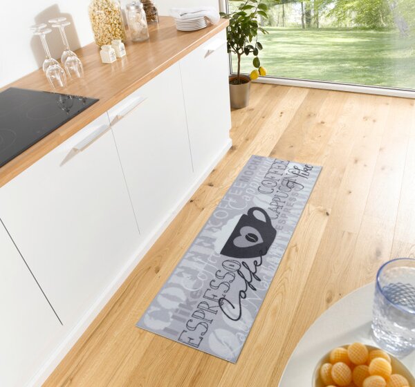 Koberec / Běhoun Hanse Home Cook & Clean I Like Espresso šedý / černý / bílý