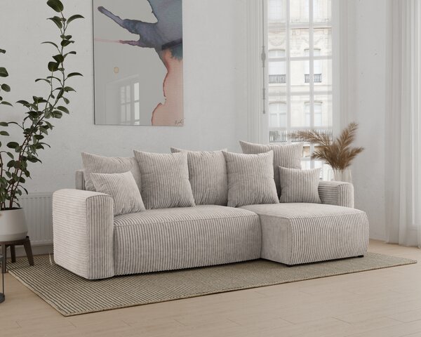 Rohová sedačka Denia (P) (mléčná). Akce -20%