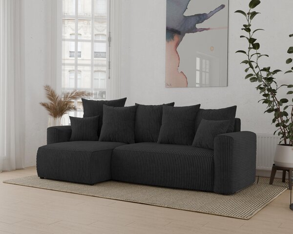 Rohová sedačka Denia (L) (černá). Akce -20%