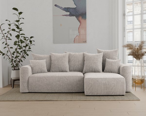 Rohová sedačka Denia (P) (mléčná). Akce -20%