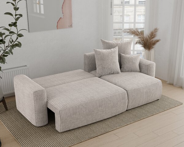 Rohová sedačka Denia (P) (mléčná). Akce -20%