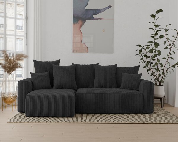 Rohová sedačka Denia (L) (černá). Akce -20%