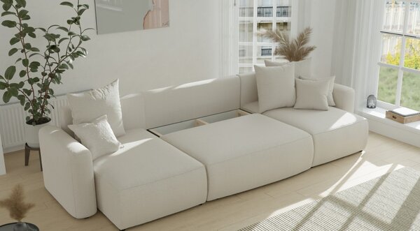 Rohová sedačka Denia U (béžová) (L). Akce -20%
