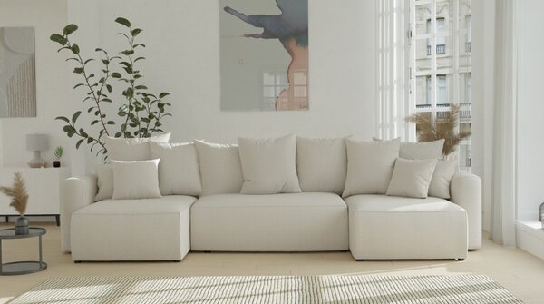 Rohová sedačka Denia U (béžová) (L). Akce -20%