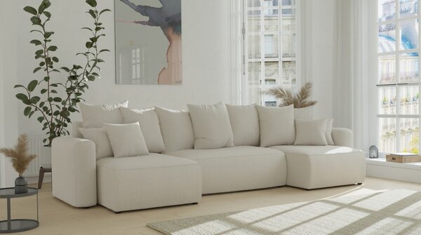 Rohová sedačka Denia U (béžová) (L). Akce -20%