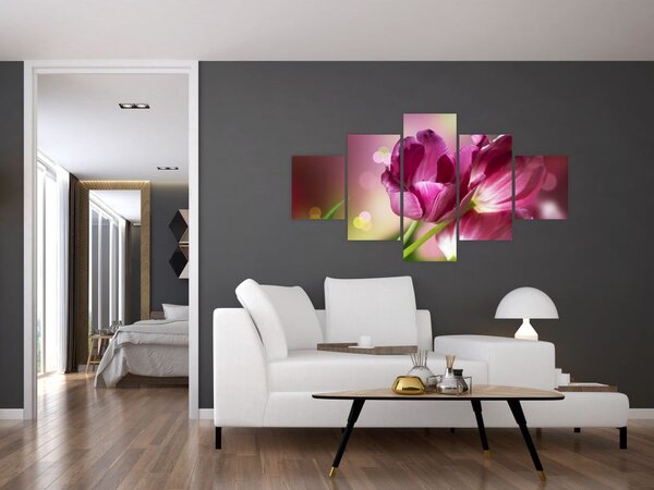 Obraz růžových tulipánů (125x70 cm)