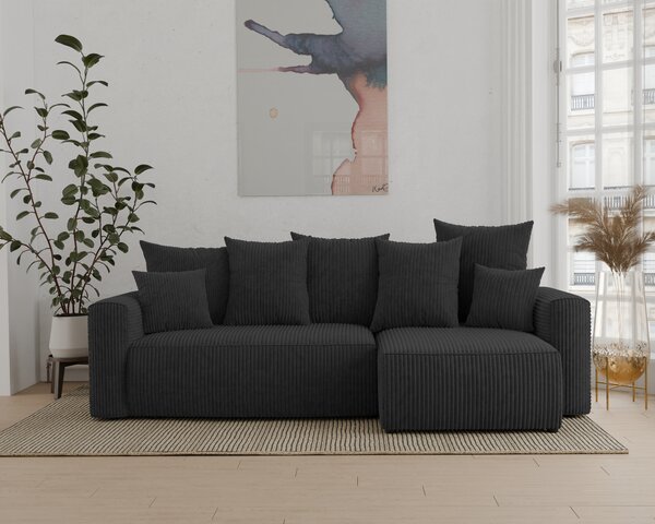 Rohová sedačka Denia (P) (černá). Akce -20%