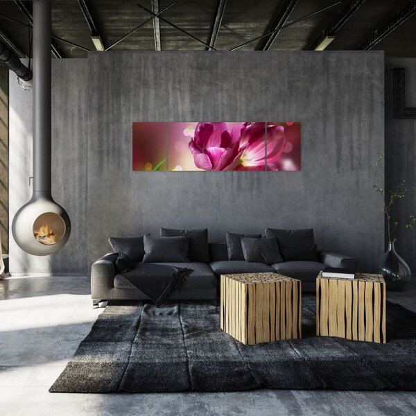 Obraz růžových tulipánů (170x50 cm)