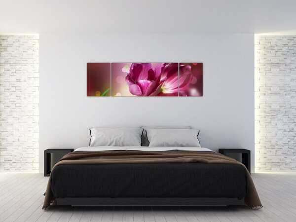 Obraz růžových tulipánů (170x50 cm)
