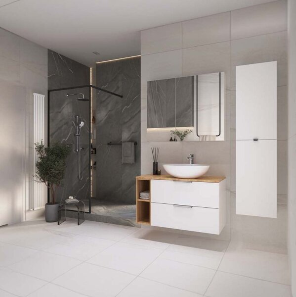Cersanit Malika, vysoká závěsná skříňka 400x300x1600 mm, bílá lesklá, S598-050-DSM