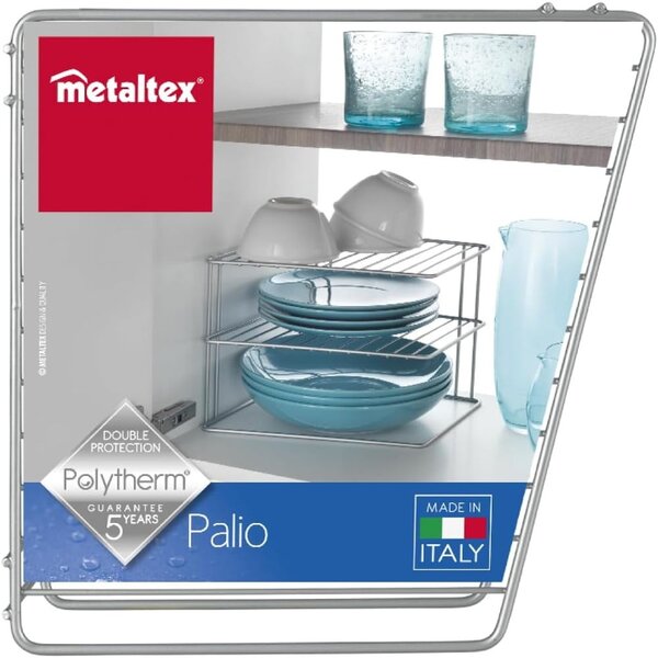 Ocelová přídavná polička ve stříbrné barvě 25x25 cm Palio – Metaltex