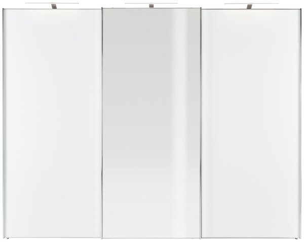 ŠATNÍ SKŘÍŇ SE ZRCADLEM, bílá, 250/222/68 cm Moderano - Šatní skříně