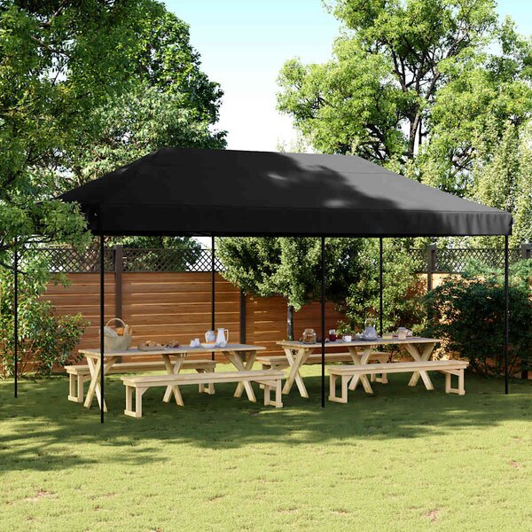 Skládací party stan pop-up černý 580 x 292 x 315 cm