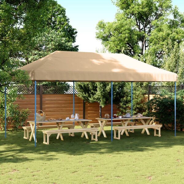 Skládací party stan pop-up béžový 580 x 292 x 315 cm