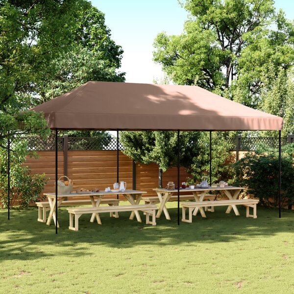 Skládací party stan pop-up hnědý 580 x 292 x 315 cm