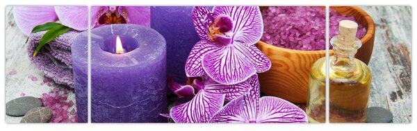Obraz orchideí a svíček (170x50 cm)