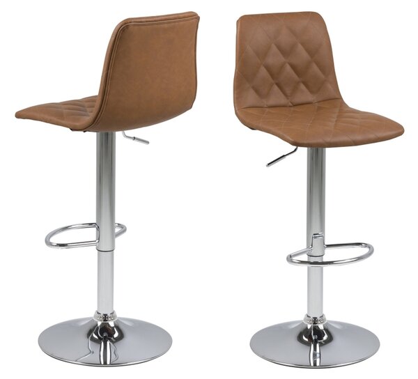 Designová barová židle Nashota světle hnědá-chromová